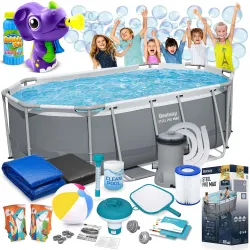 Piscina da giardino con telaio 305 x 200 x 84 cm 17-in-1 Bestway 5614A + macchina per bolle GRATIS