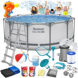 Piscina da Giardino con Struttura in Acciaio 366 x 122 cm 18in1 Bestway 56420 + Macchina Bolle GRATIS