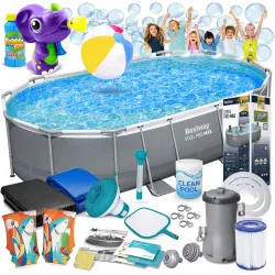 Piscina da giardino con telaio 488 x 305 x 107 cm 18in1 Bestway 56448 + Macchina bolle GRATIS