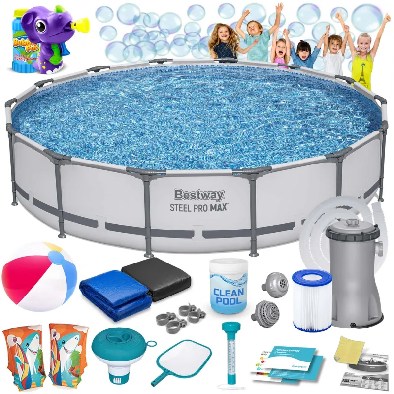 Piscina da giardino 427 x 84 cm con macchina per bolle, perfetta per il divertimento