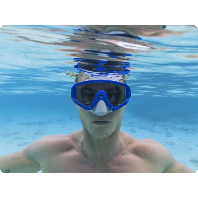 Maschera da nuoto blu elegante, ideale per piscina e spiaggia