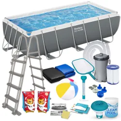 Piscina da giardino telaio 404 x 201 x 100 cm 18in1, materiale PVC resistente