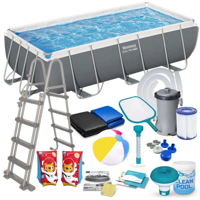 Piscina da giardino telaio 404 x 201 x 100 cm 18in1, materiale PVC resistente
