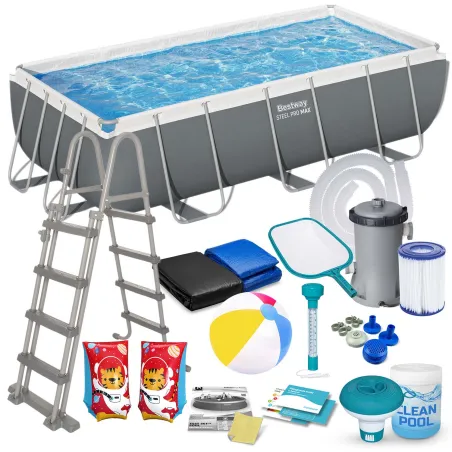 Piscina da giardino telaio 404 x 201 x 100 cm 18in1, materiale PVC resistente