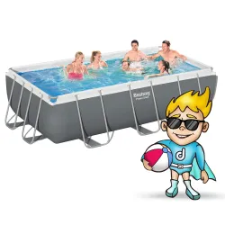 Piscina da giardino telaio 404 x 201 x 100 cm 18in1, blu elegante per esterni