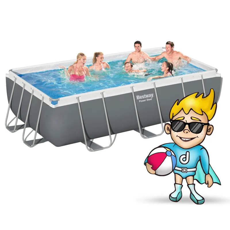 Piscina da giardino telaio 404 x 201 x 100 cm 18in1, blu elegante per esterni