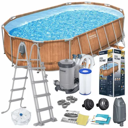 Piscina con struttura in acciaio 610 x 366 x 122 cm, perfetta per il giardino, 13in1 Bestway 56719N