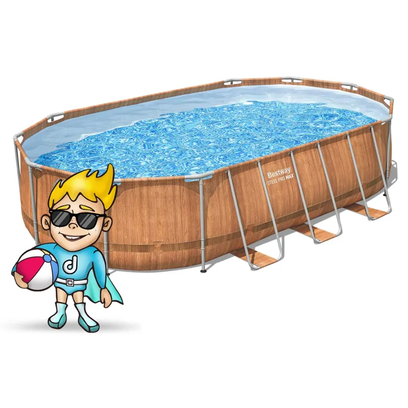 Piscina blu con struttura in acciaio 610 x 366 x 122 cm, perfetta per l'estate, 13in1 Bestway 56719N