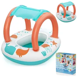 Pontone gonfiabile per bambini con baldacchino, perfetto per giochi in acqua