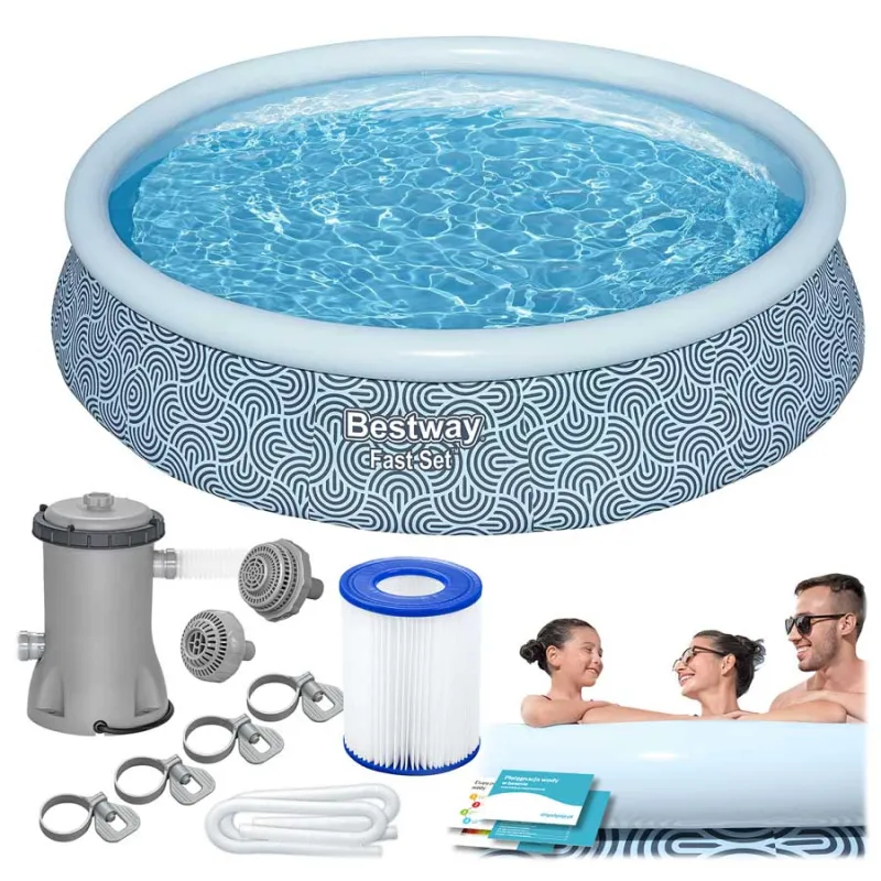 Piscina da Giardino 396 x 84 cm, materiale resistente, piscina autoportante