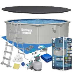 Bestway 56384 Piscina da Giardino Panelata Tutto l'Anno 457 x 122 cm 13-in-1