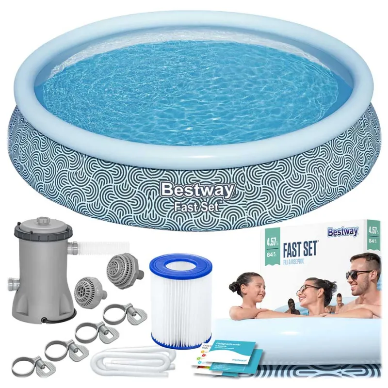 Piscina da giardino 457 x 84 cm, materiale PVC resistente, piscina autoportante