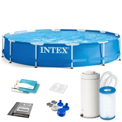 Piscina da giardino con struttura in metallo 366 x 76 cm 9in1 INTEX 28212
