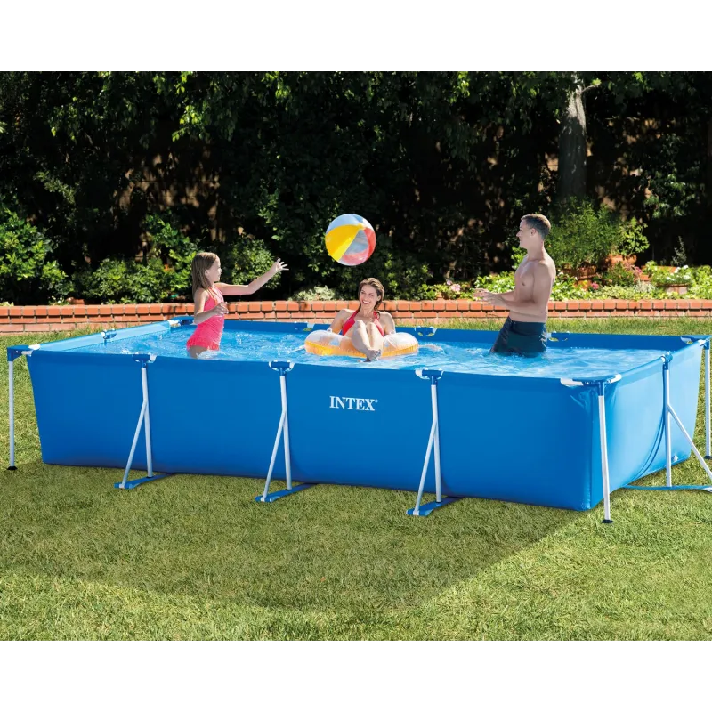 Piscina da giardino blu con struttura 450x220x84 cm INTEX 28273, ideale per esterni