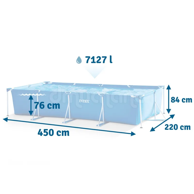 Piscina da giardino 450x220x84 cm INTEX 28273, realizzata in materiale PVC resistente
