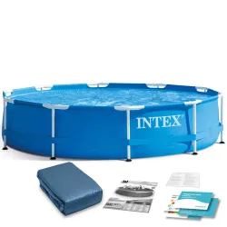 Piscina da giardino con struttura in acciaio 305 x 76 cm set 2-in-1 INTEX 28200
