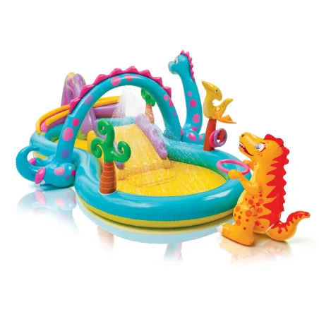 Centro giochi gonfiabile a forma di dinosauri, colorato, per bambini
