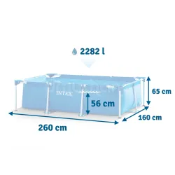 Piscina da giardino in PVC resistente 260 x 160 x 65 cm per famiglie