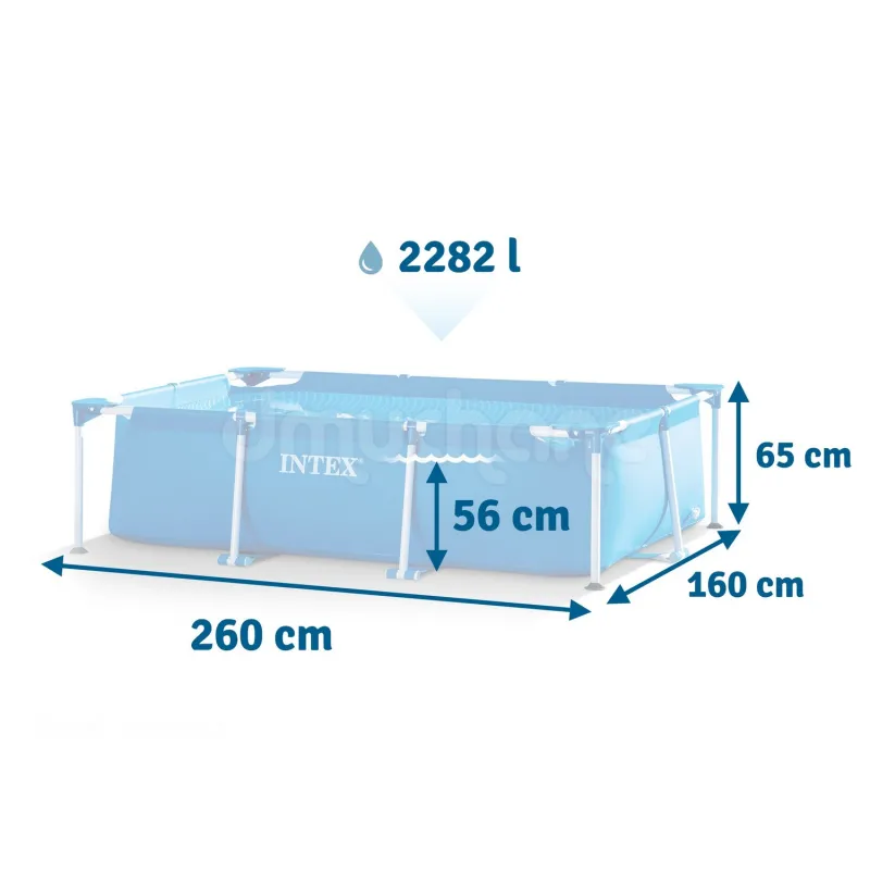 Piscina da giardino in PVC resistente 260 x 160 x 65 cm per famiglie