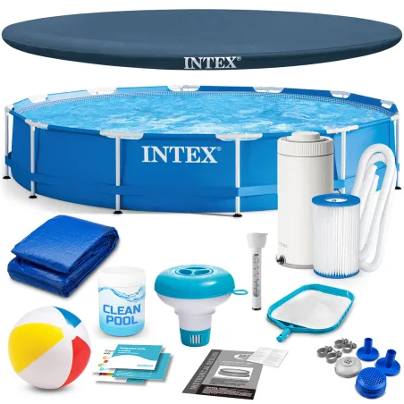 Piscina da giardino con struttura 366 x 76 cm 16in1 INTEX 28212 per uso esterno con struttura robusta