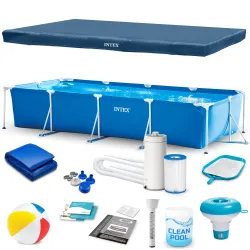 Piscina da giardino con telaio 450 x 220 x 84 cm e set 15 pezzi
