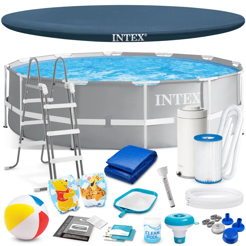 Piscina da giardino con telaio 366 x 99 cm e 17 accessori