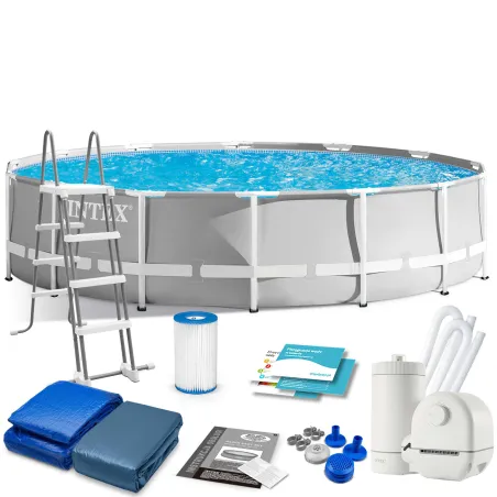 Piscina da giardino con struttura 549 x 122 cm e set di accessori 6in1