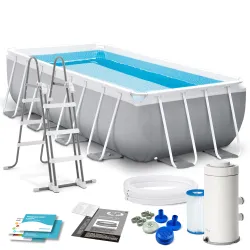 Piscina da giardino 400 x 200 x 100 cm con struttura Set 4in1