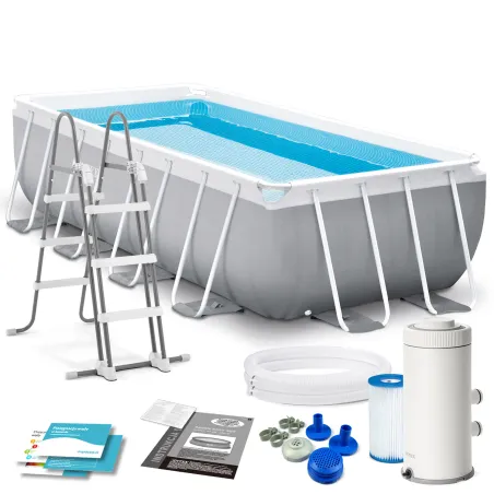Piscina da giardino 400 x 200 x 100 cm con struttura Set 4in1