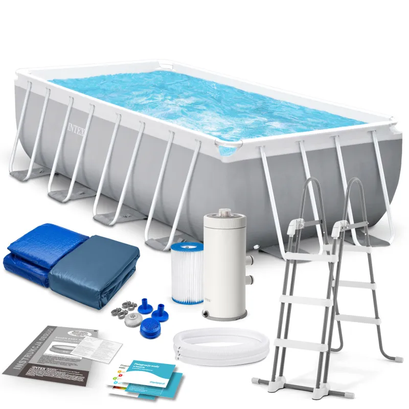 Piscina da giardino con struttura in acciaio 488 x 244 x 107 cm set 6in1 INTEX 26792