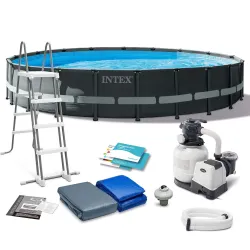 Piscina da giardino 610 x 122 cm 11in1, perfetta per il relax
