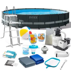 Piscina da giardino con struttura 610 x 122 cm e 17 accessori per esterni