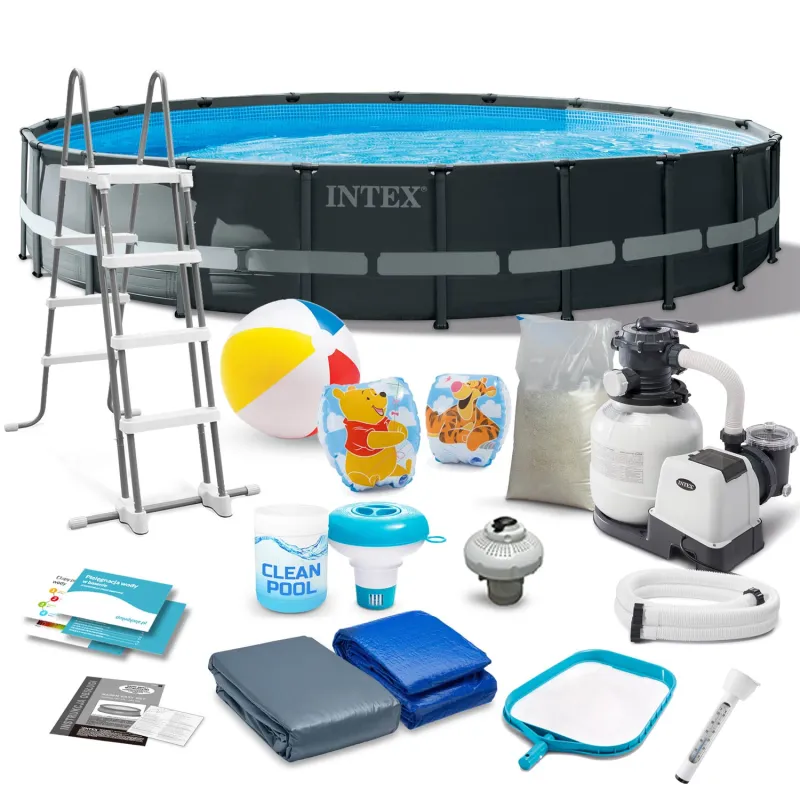 Piscina da giardino con struttura 610 x 122 cm e 17 accessori per esterni