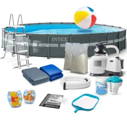 Piscina da giardino con struttura 732 x 132 cm 17in1 Intex 26340, design resistente