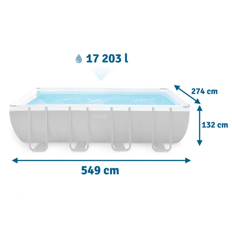 Piscina con struttura 549 x 274 x 132 cm, porta gioia e divertimento nelle giornate calde