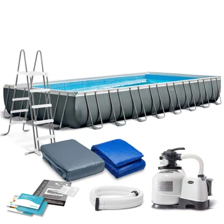 Piscina da giardino 975 x 488 x 132 cm con telaio, perfetta per il relax all'aperto, INTEX 26374