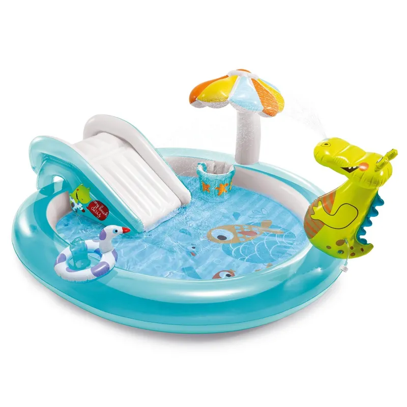 Parco giochi gonfiabile coccodrillo 201 x 170 x 84 cm per bambini, colorato e sicuro