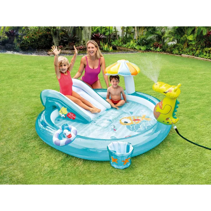 Parco giochi gonfiabile coccodrillo verde, perfetto per il divertimento all'aperto per bambini