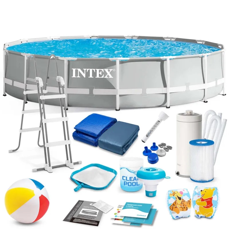 Piscina da giardino con telaio 457 x 107 cm set 18 in 1 INTEX 26724, struttura resistente