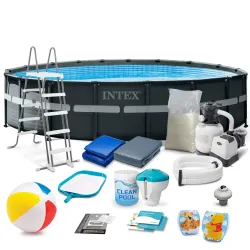 Piscina da giardino con telaio 549 x 132 cm 18in1, perfetta per il relax estivo
