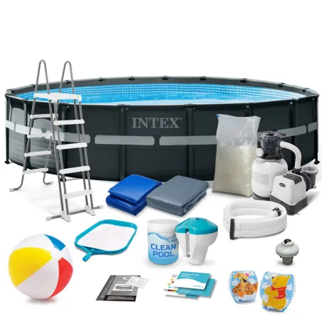 Piscina da giardino con telaio 549 x 132 cm 18in1, perfetta per il relax estivo