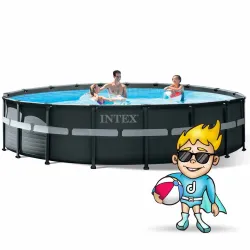 Piscina da giardino con telaio 549 x 132 cm 18in1, blu elegante per il giardino