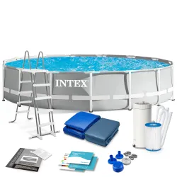 Piscina a telaio 457 x 107 cm con set 12 in 1 per esterni