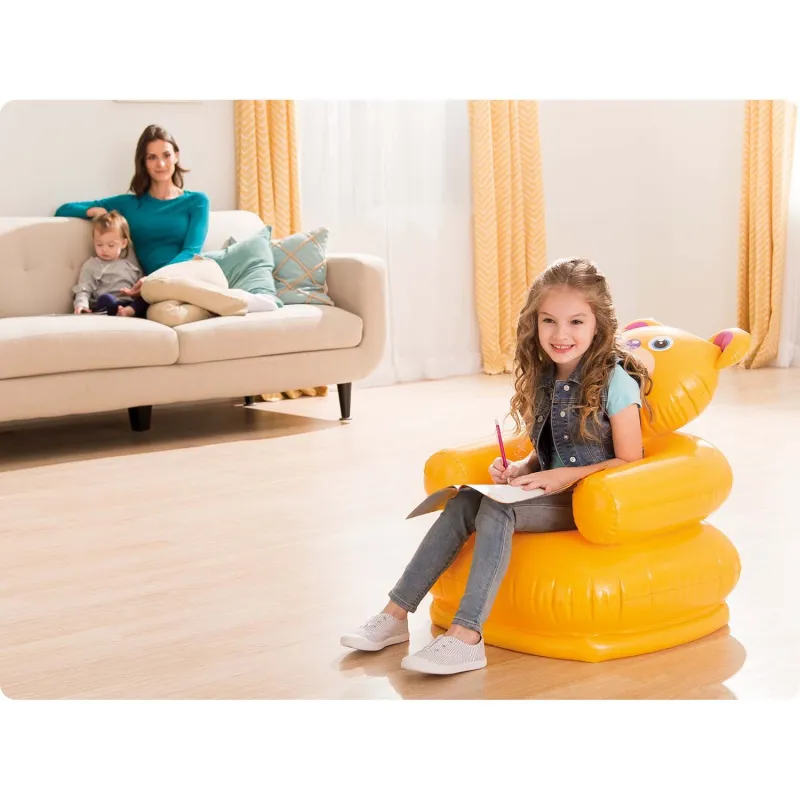 Poltrona gonfiabile per bambini Animali Allegri 65 x 64 cm, ottima per giocare all'aperto