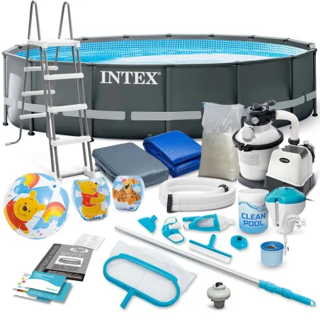 Piscina da giardino con telaio 488 x 122 cm, perfetta per il divertimento all'aperto, materiale PVC resistente