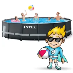 Piscina da giardino con telaio 488 x 122 cm, indispensabile per il divertimento estivo