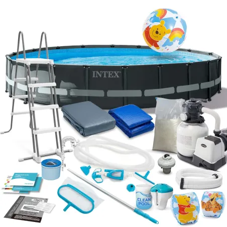 Piscina da giardino con telaio 610 x 122 cm, perfetta per il divertimento all'aperto, materiale PVC resistente