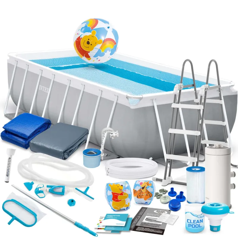 Piscina da giardino con telaio 488 x 244 x 107 cm, set 21in1