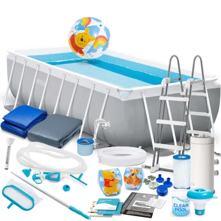Piscina da giardino con telaio 488 x 244 x 107 cm, set 21in1