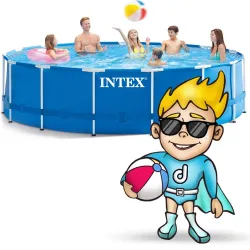 Piscina da giardino con struttura 457 x 122 cm, perfetta per il divertimento in giardino, facile da montare